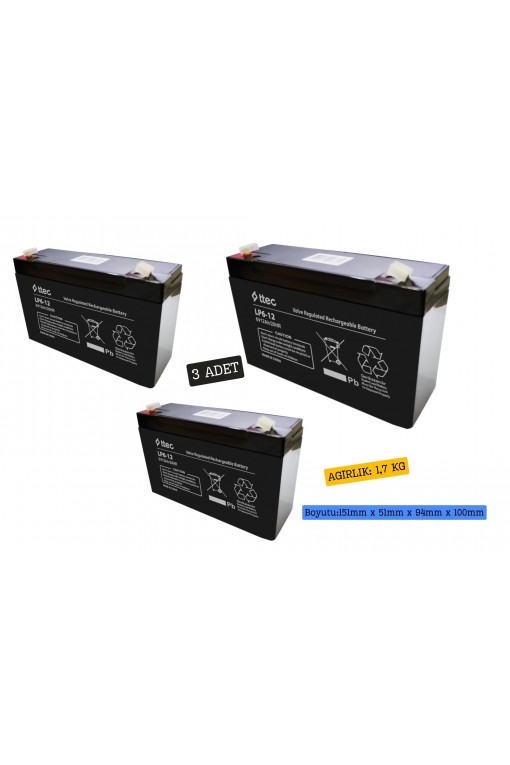 TTEC 6V 12Ah Akü 3 Adet TTEC 6V 12Ah Akü 3 Adet